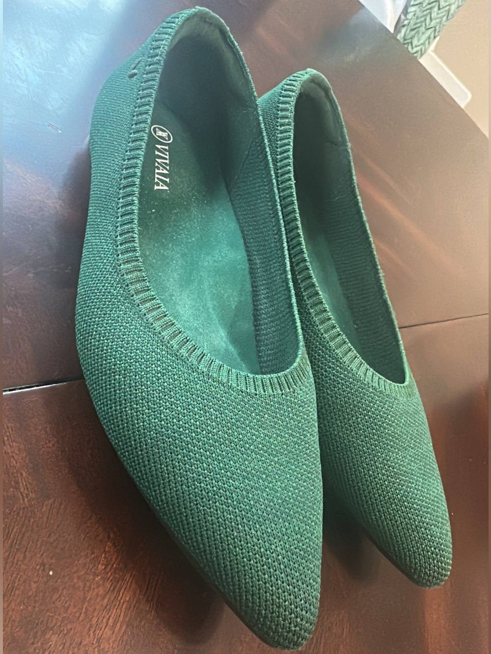 VIVAIA  Pointed toe Knit Forest Green. (Shoe22)